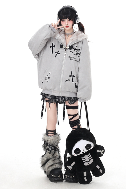 バニーファーフードジップジャケット