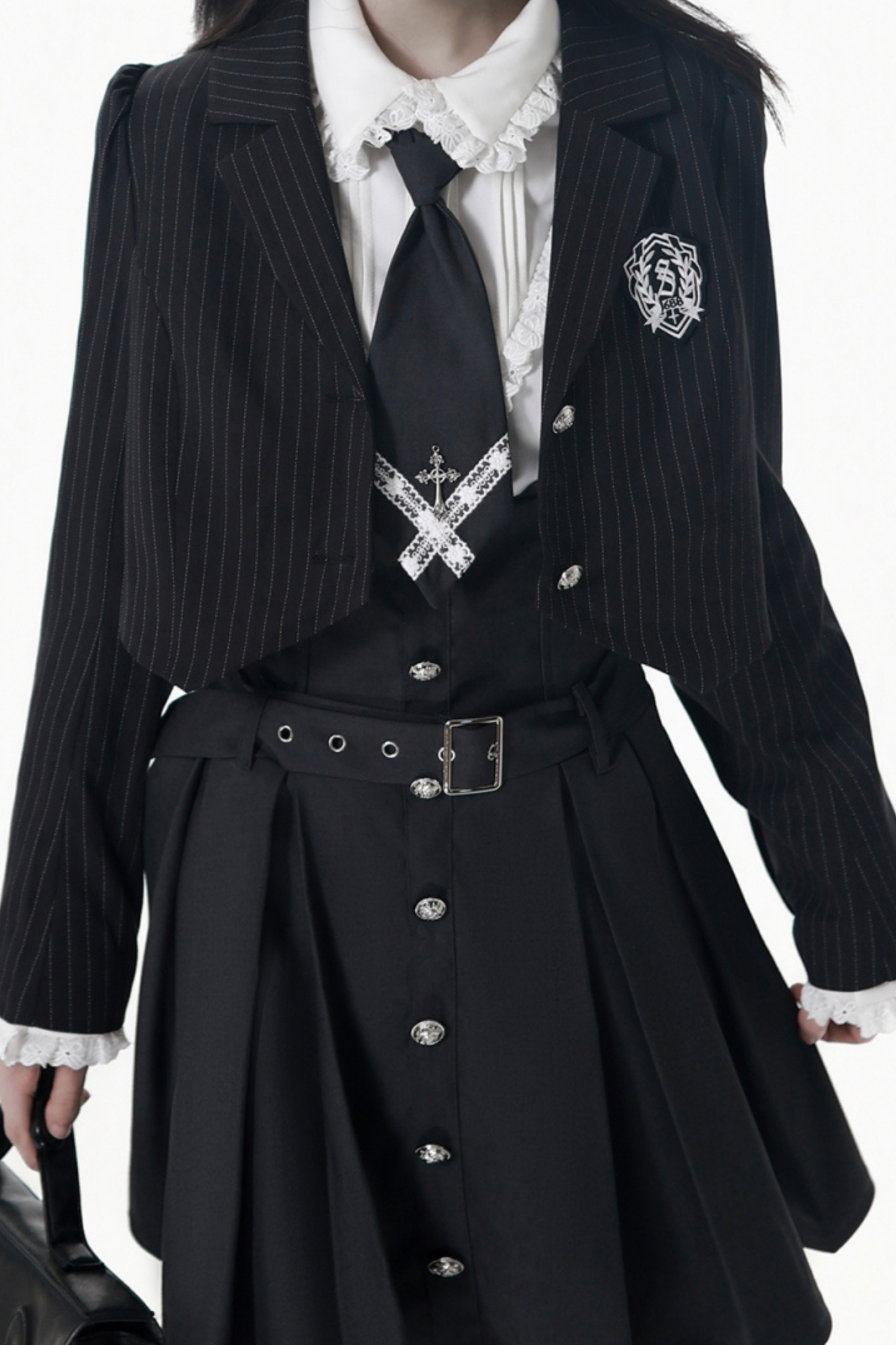 College Jacket + Suskirt + Blouse + Tie