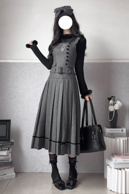 エレガントデイリーベストドレス+リボンヘアアクセサリー