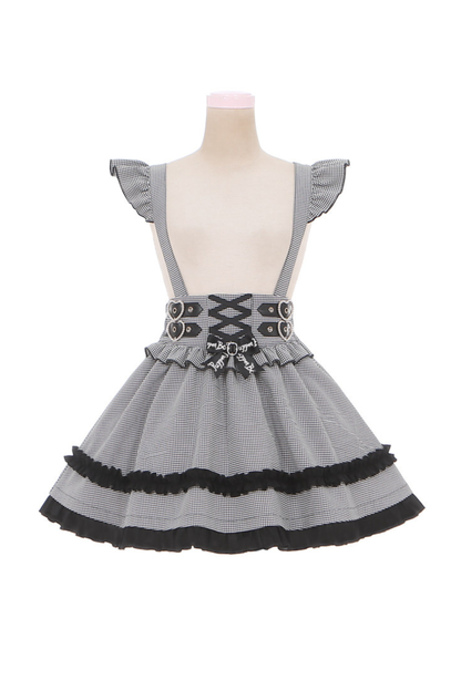 Schulterfreies Spitzenoberteil + Trägerrock