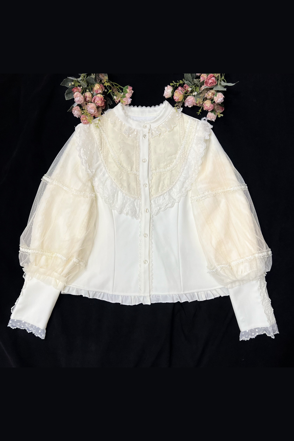 Stand collar retro girly blouse