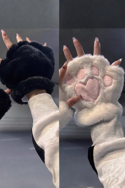 プラッシュハートハーフフィンガーグローブ