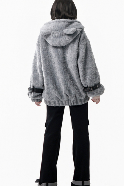 パッチワークファーフードコート+パンツ+シャツ+スカート+レッグカバー