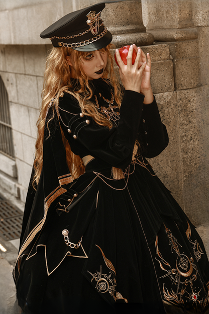 [Deadline for reservations: November 16] Holy army black gold embroidered military cape dress complete set + dress set