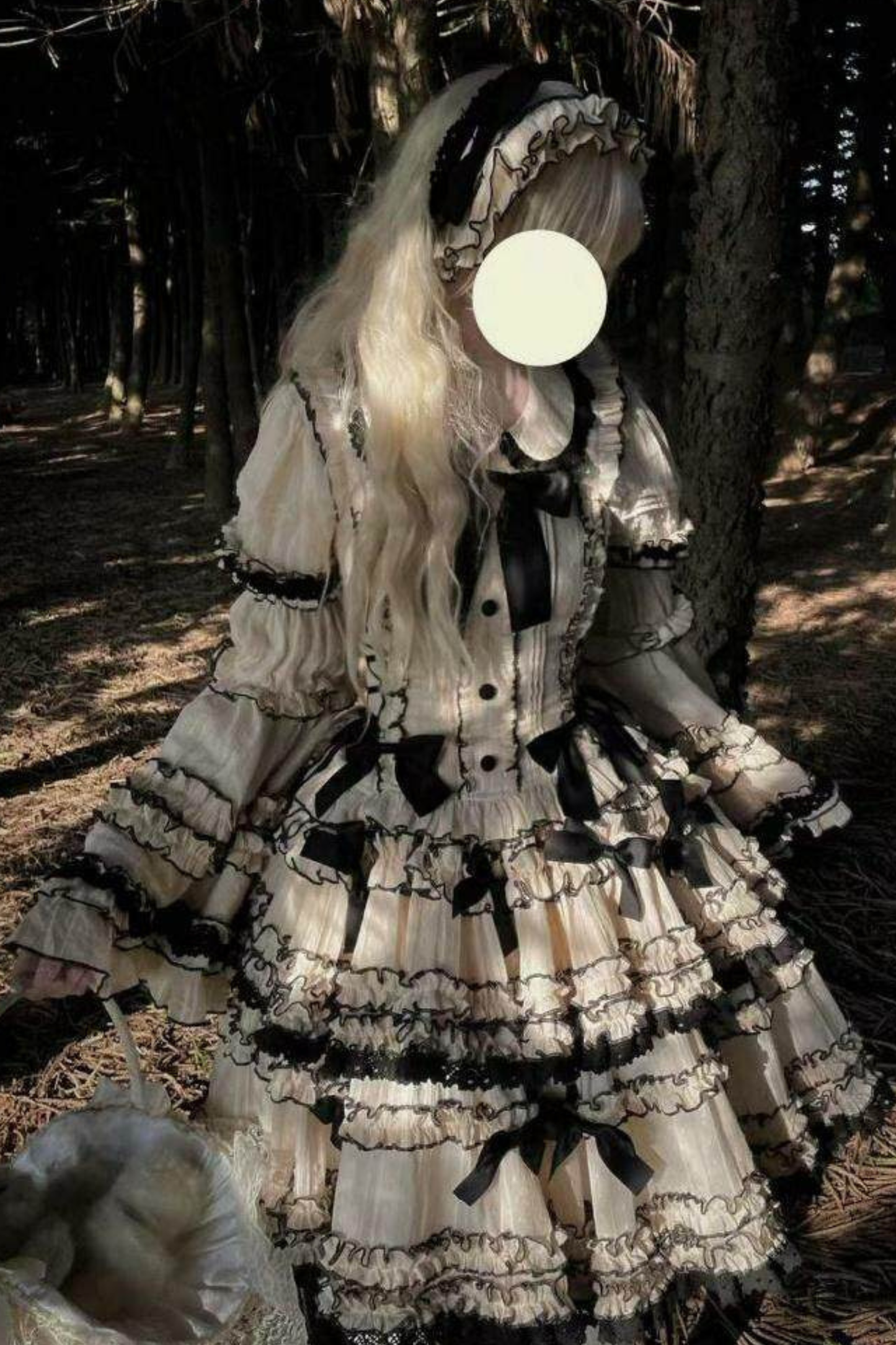 ピュアガールリボンロリータスカート+インナー+ベスト+ヘアバンド+スリーブ