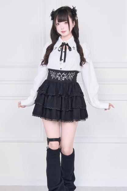 クロス刺繍シャツ+スカート