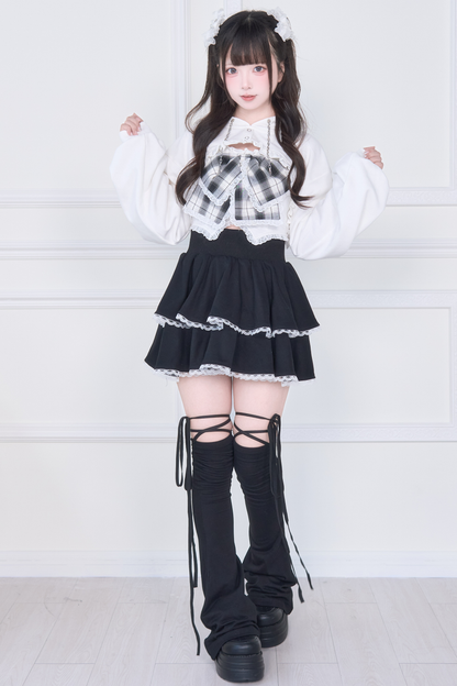 リボンベスト+ショートスウェット