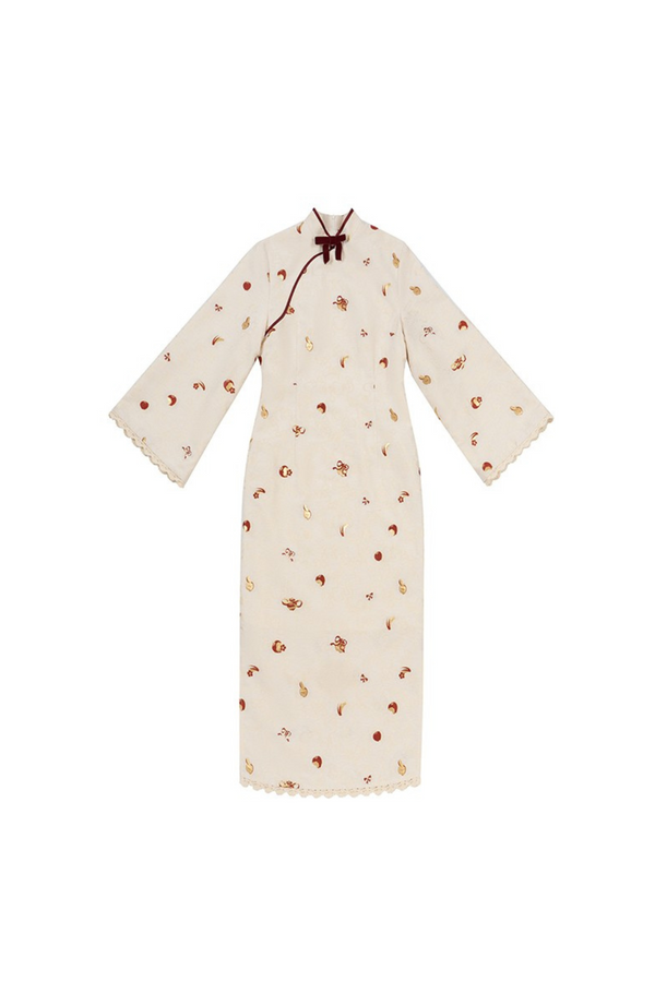 シックリンゴプリントボアウエストドレス＋ベスト