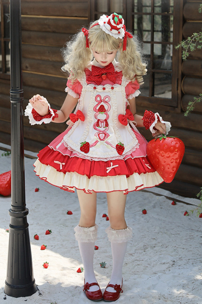 Cream Rose Berry Over Skirt Dress