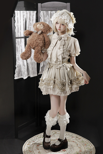 Antike florale Lolita Oberteile + Trägerrock