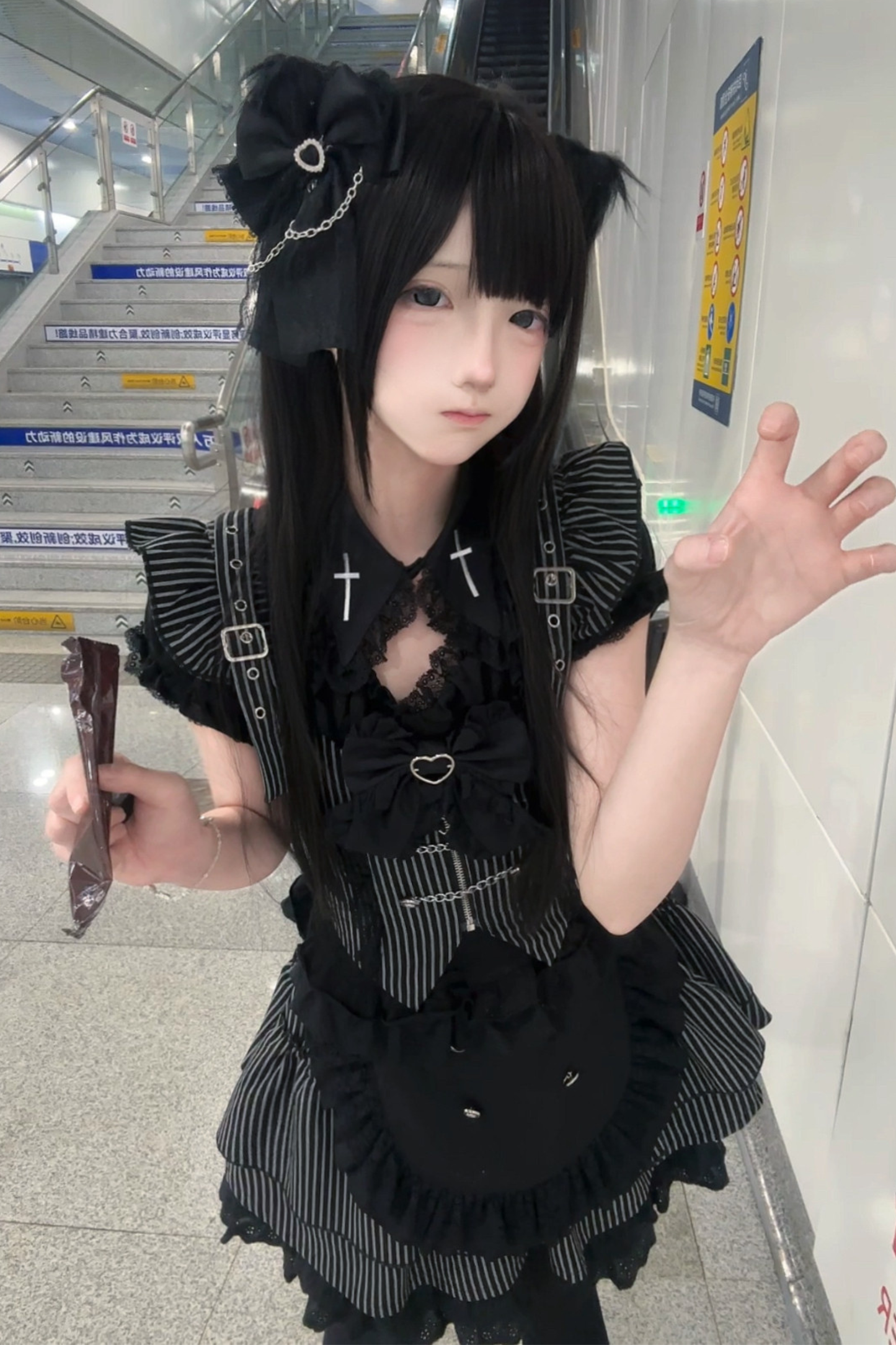 エンジェルストライプクロスベスト+トップス+スカート