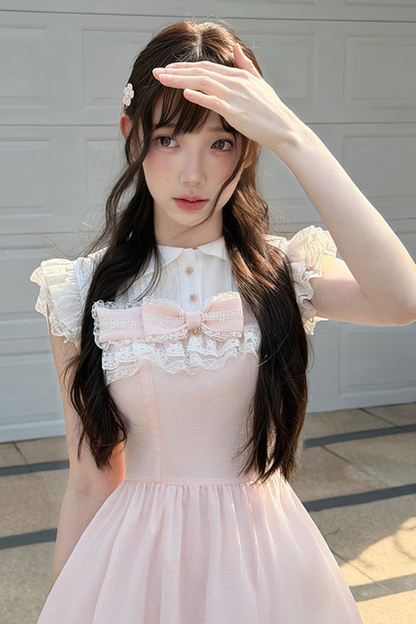 甜美风蕾丝公主连衣裙