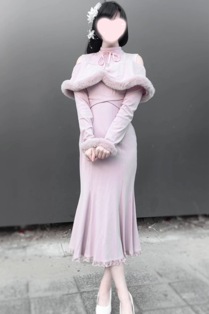 オフショルダークリアマーメイドワンピース