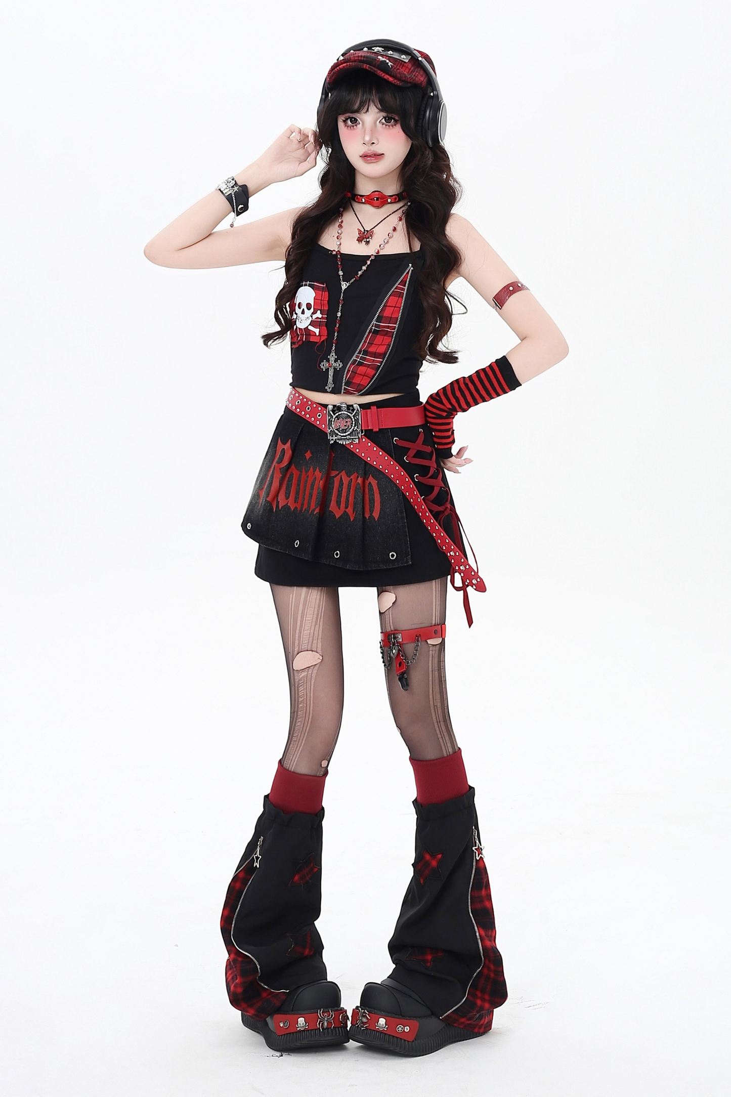 サブカルチャーショートデニムスカート