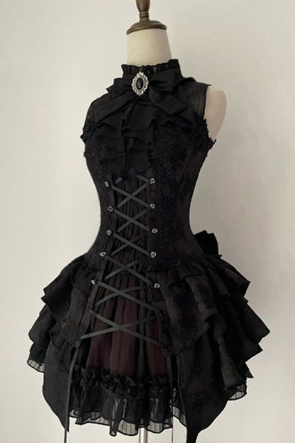 【12月26日予約締切】witch's conditionゴシックロリータジュエルリボンビスチェドレス＋フルセット