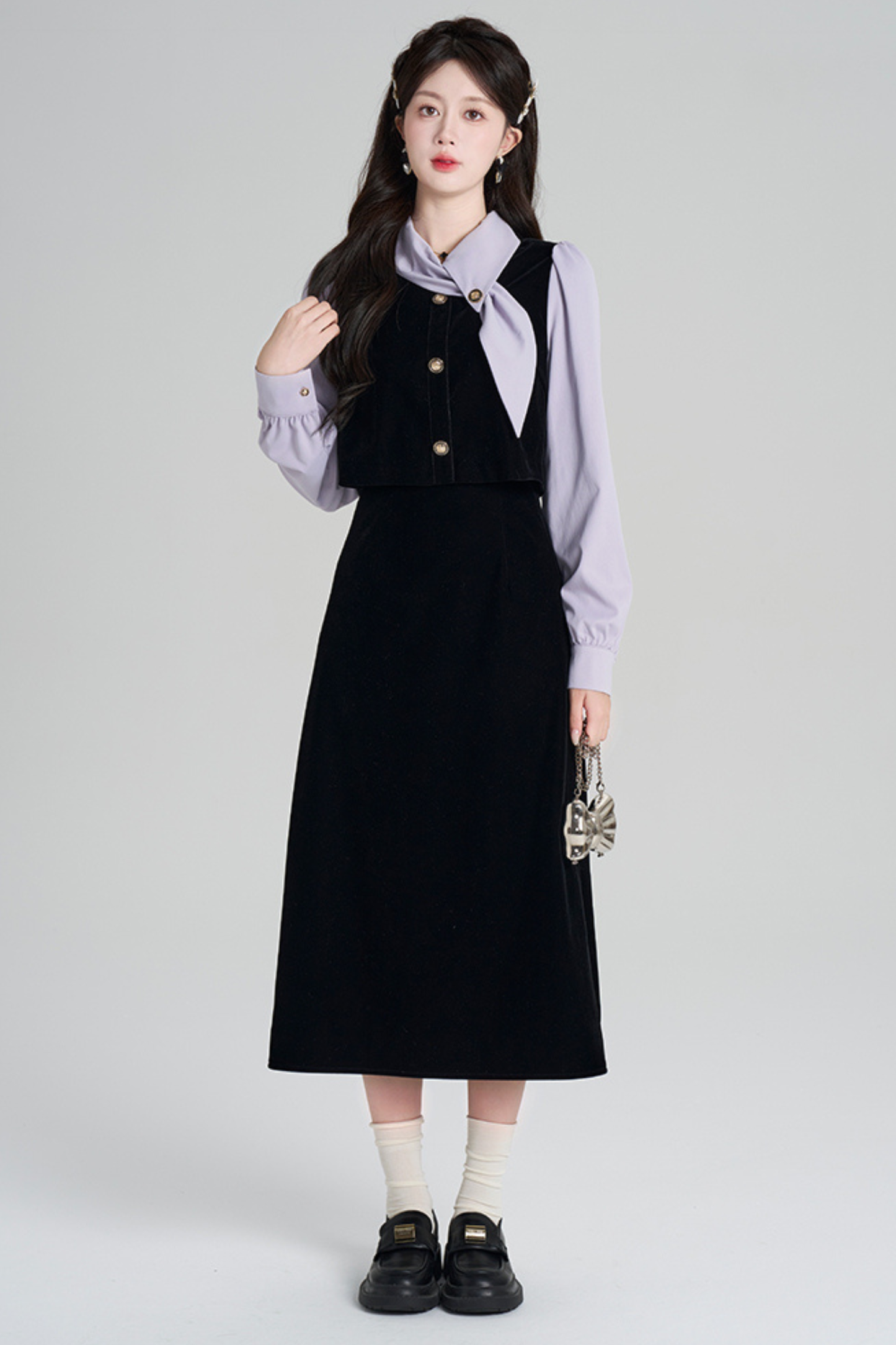 フレンチコントラストレトロドレス