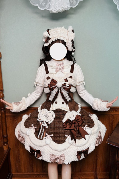 [Deadline for reservations: December 8] Frosted Sugar Rabbit Fur Ribbon Strap Dress