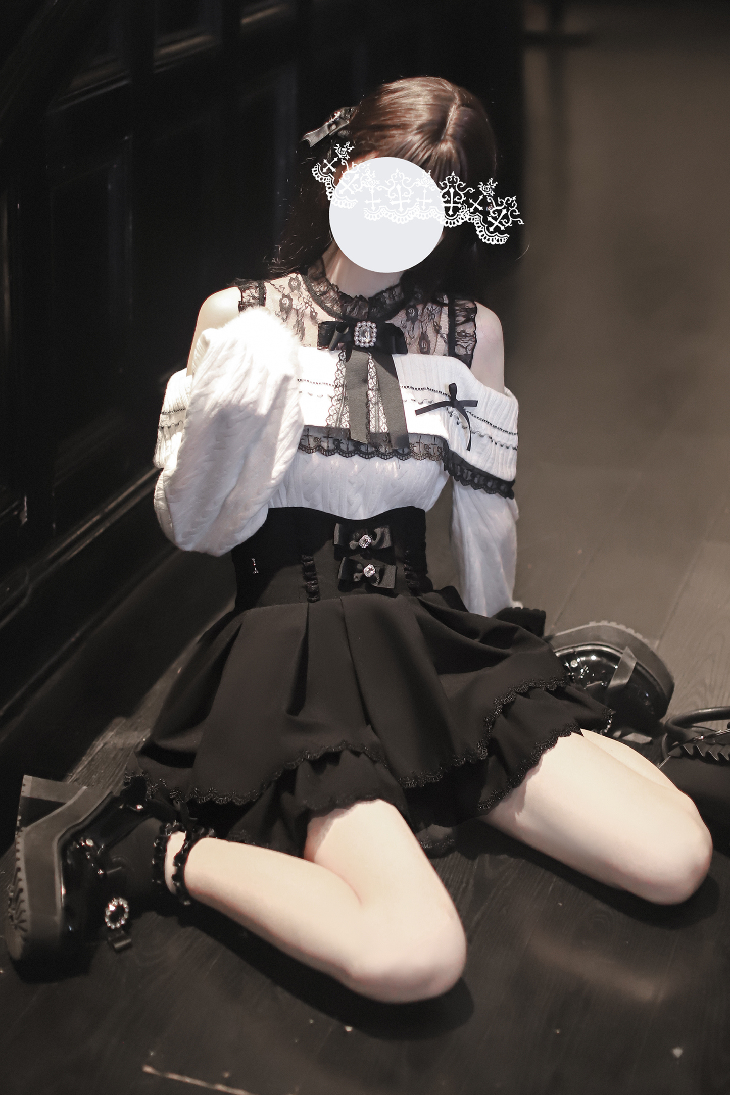 リボンニットオフショル＋マーメイドスカート＋ショートスカート＋リボン