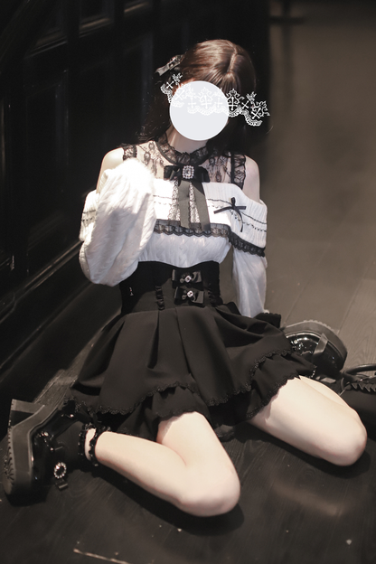 リボンニットオフショル＋マーメイドスカート＋ショートスカート＋リボン