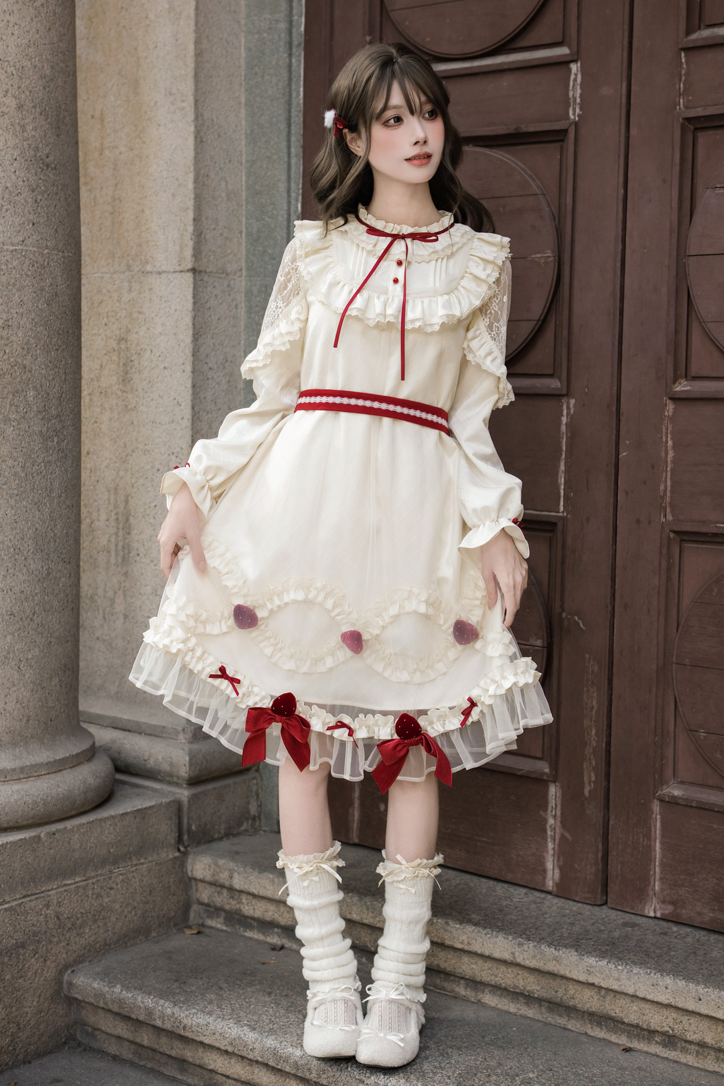Strawberry Cream Doll Lolita Dress + Strawberry Ribbon