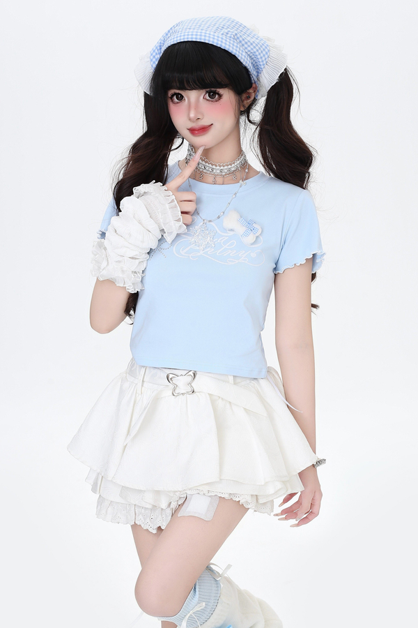 レターリボンスリムピチTシャツ