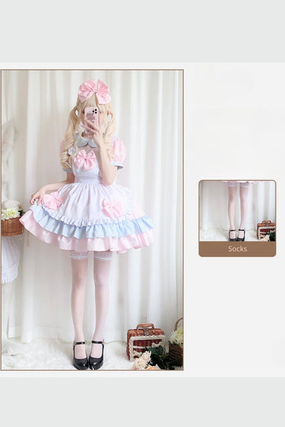 Pink And Blue Lolita Maid Dress