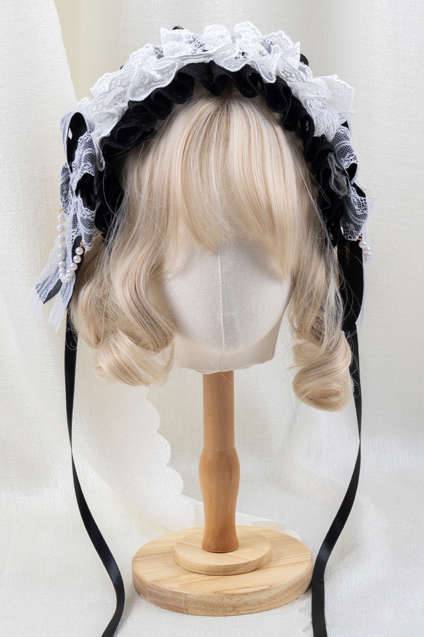 エレガントロリータボンネット+ヘアバンド+リボンクリップ+ハットクリップ+スリーブ