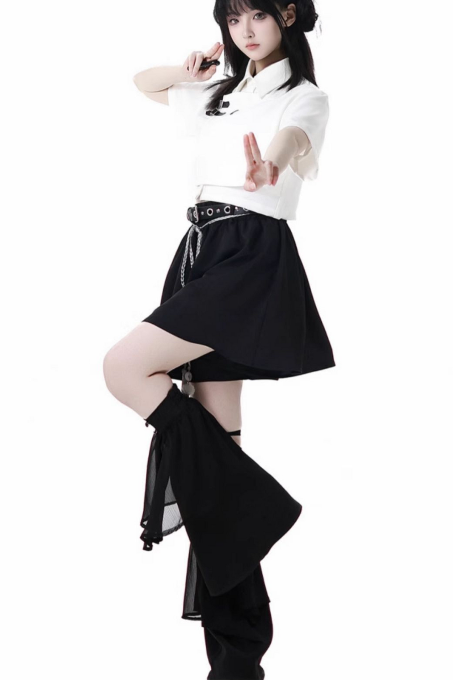 Mode tie short shirt + culottes ++ asymmetrical skirt + long skirt