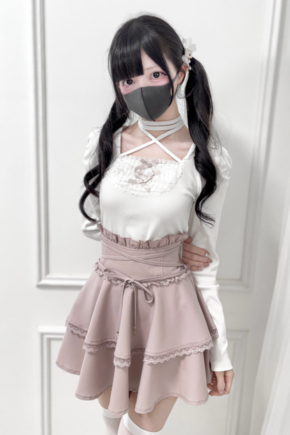 Ribbon Strap Knit Top