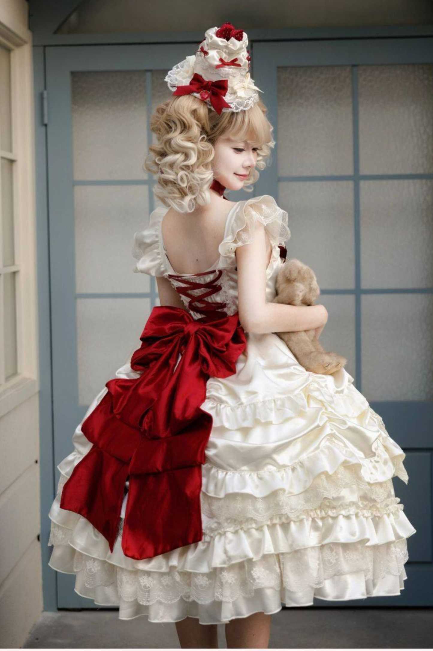 스위트 퓨어 로리타 드레스 + 꼬리 + 리본