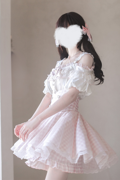 【予約商品】量産オフショルダートップス+ハイウエストスカート