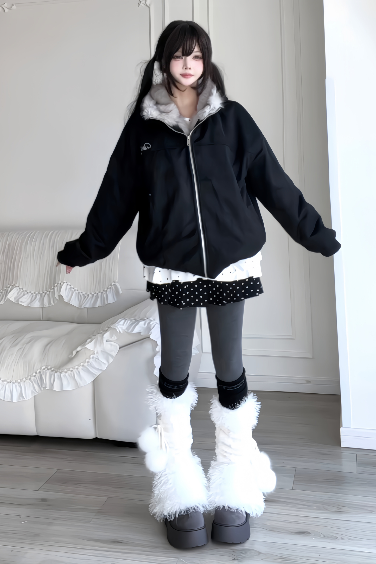 Retro Detachable Rabbit Ear Hoodie