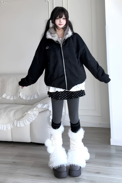 Retro Detachable Rabbit Ear Hoodie