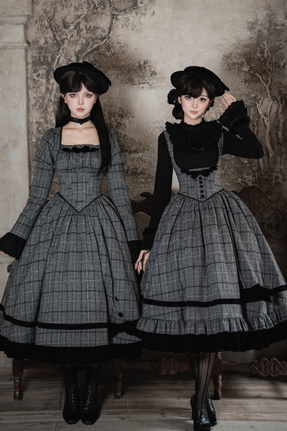Check Fishbone Chest JSK + Dress + Innerwear + Ribbon + Hat