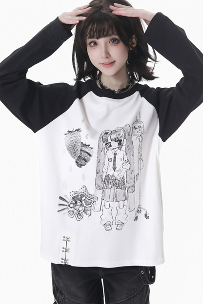 Patchwork Raglan Sleeve Top