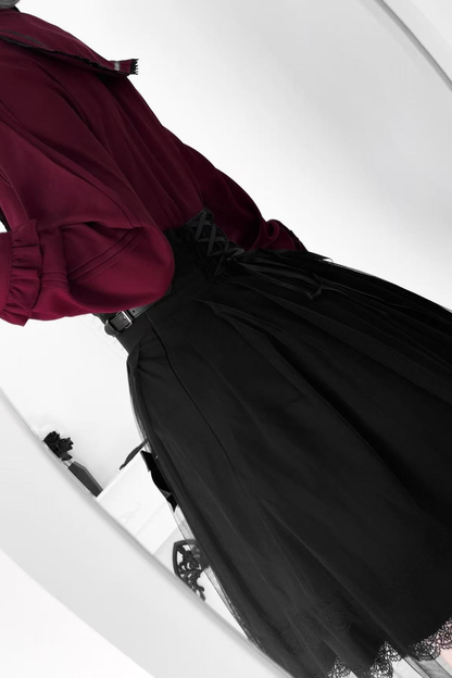 ダークフレンチレースシャツ+スカート