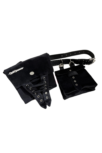 [Date limite de précommande : 11/6] Accessoires de la série steampunk marron x mode gothique noire (mini-chapeau à ruban cœur en velours + cravate à ruban motif cœur + sac de taille avec ceinture)