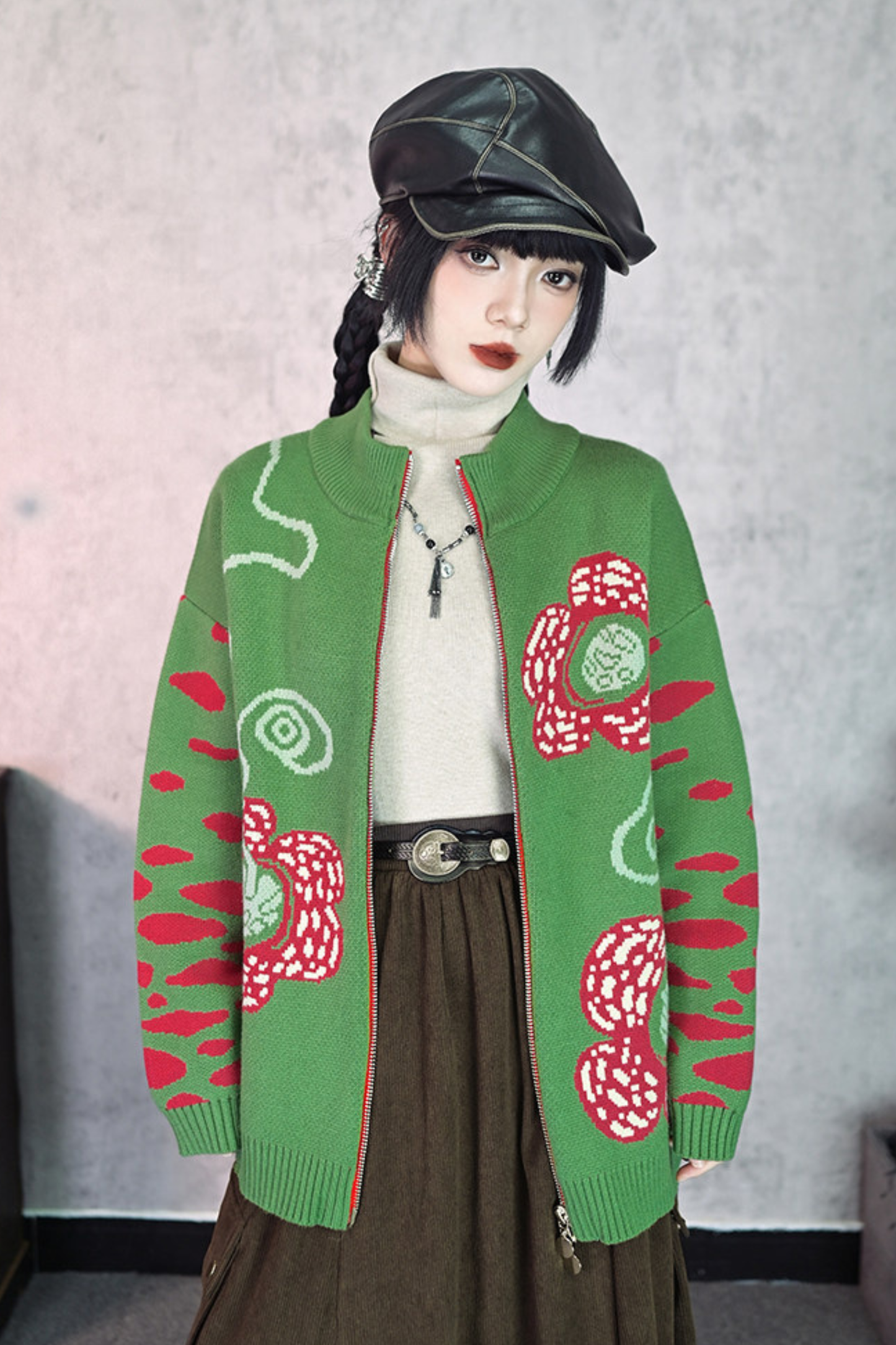 Rafflesia Flower Pop Zip Cardigan