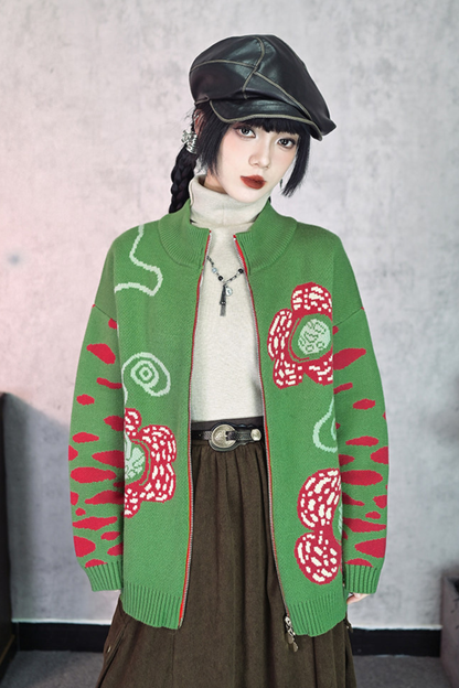 Rafflesia Flower Pop Zip Cardigan