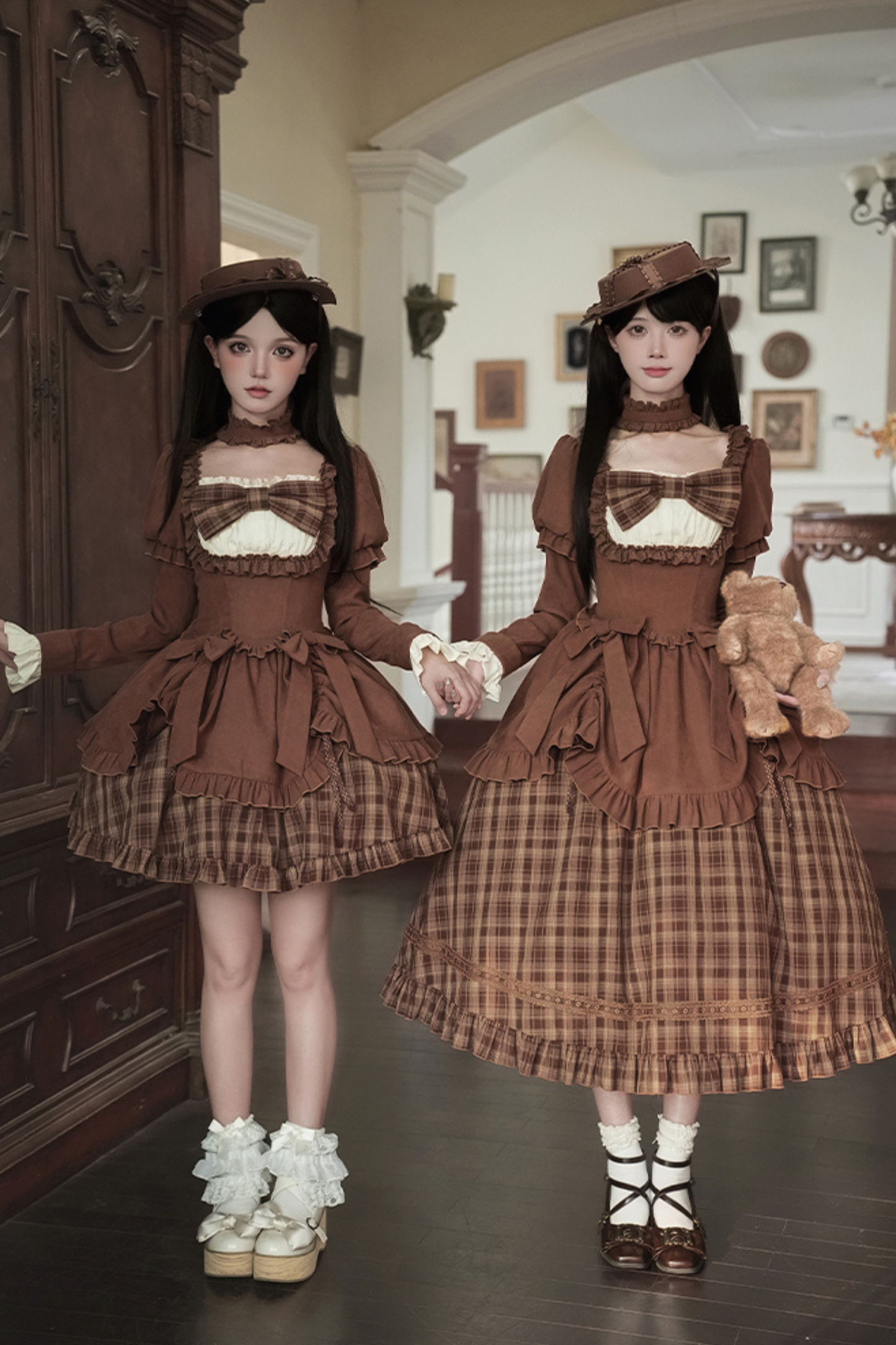 スイートチェックドールドレス＋2WAYリボン＋リボン＋ハット