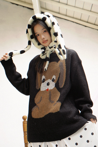 ポルカドットラムウールハット