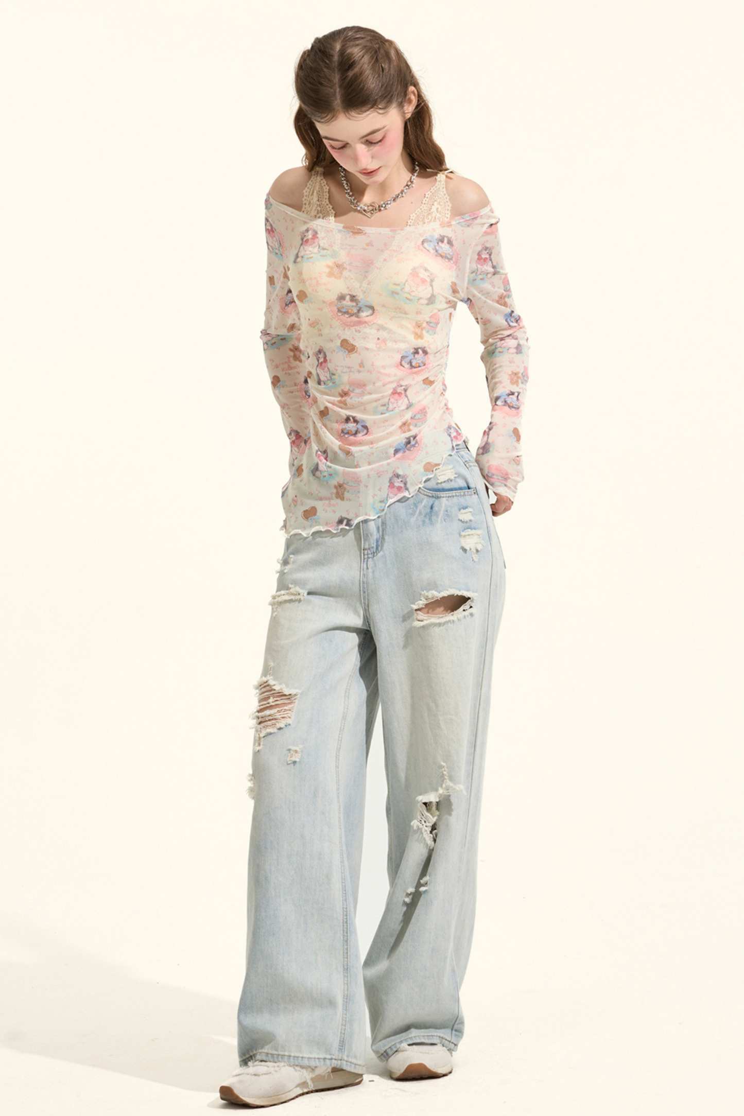 ミルクミャオパーティーメッシュトップス