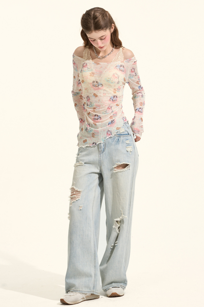 ミルクミャオパーティーメッシュトップス