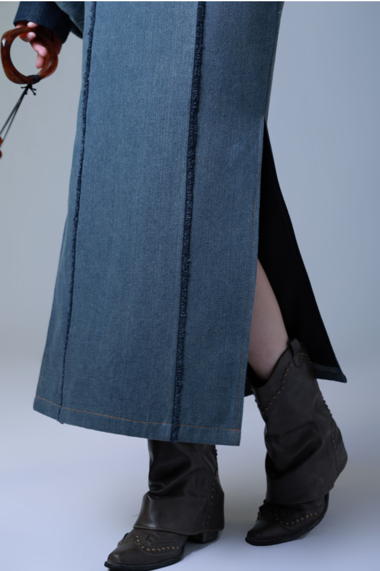 Retro Denim China Long Dress