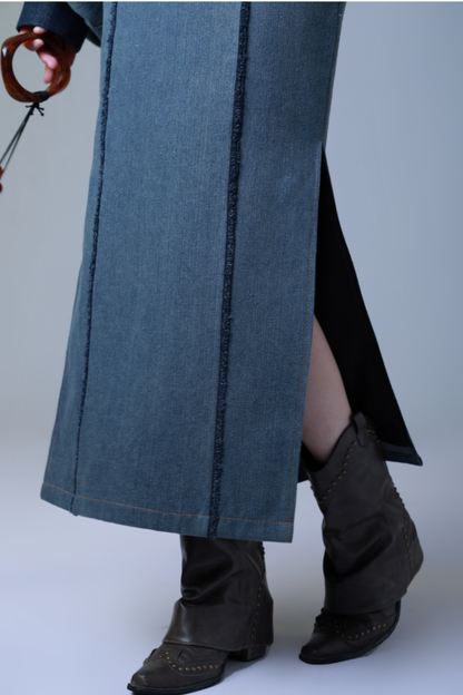 Retro Denim China Long Dress