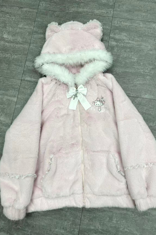 [Tenshi Kaiwai] Cat Ear Hood Loose Ice Jacket