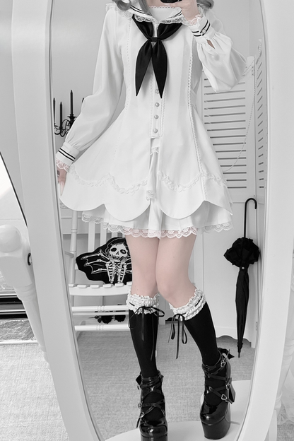 Lace sailor collar top + skirt