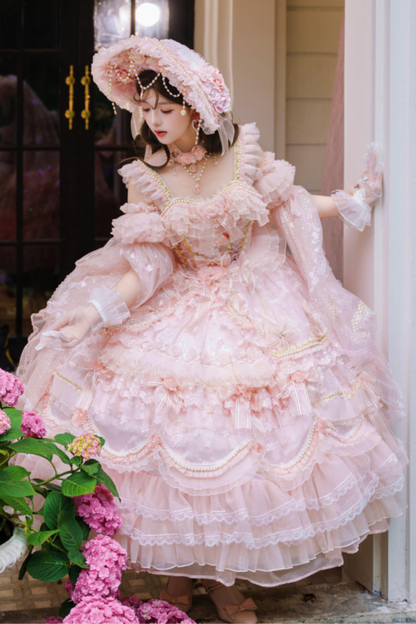 スイートフラワーゴージャスティーパーティーミディアムロリータドレス