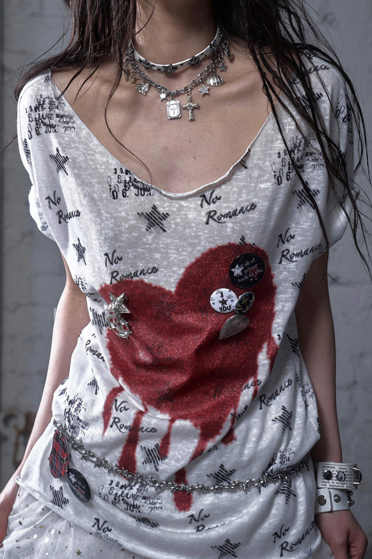 Y2k 타이트 프린트 탑