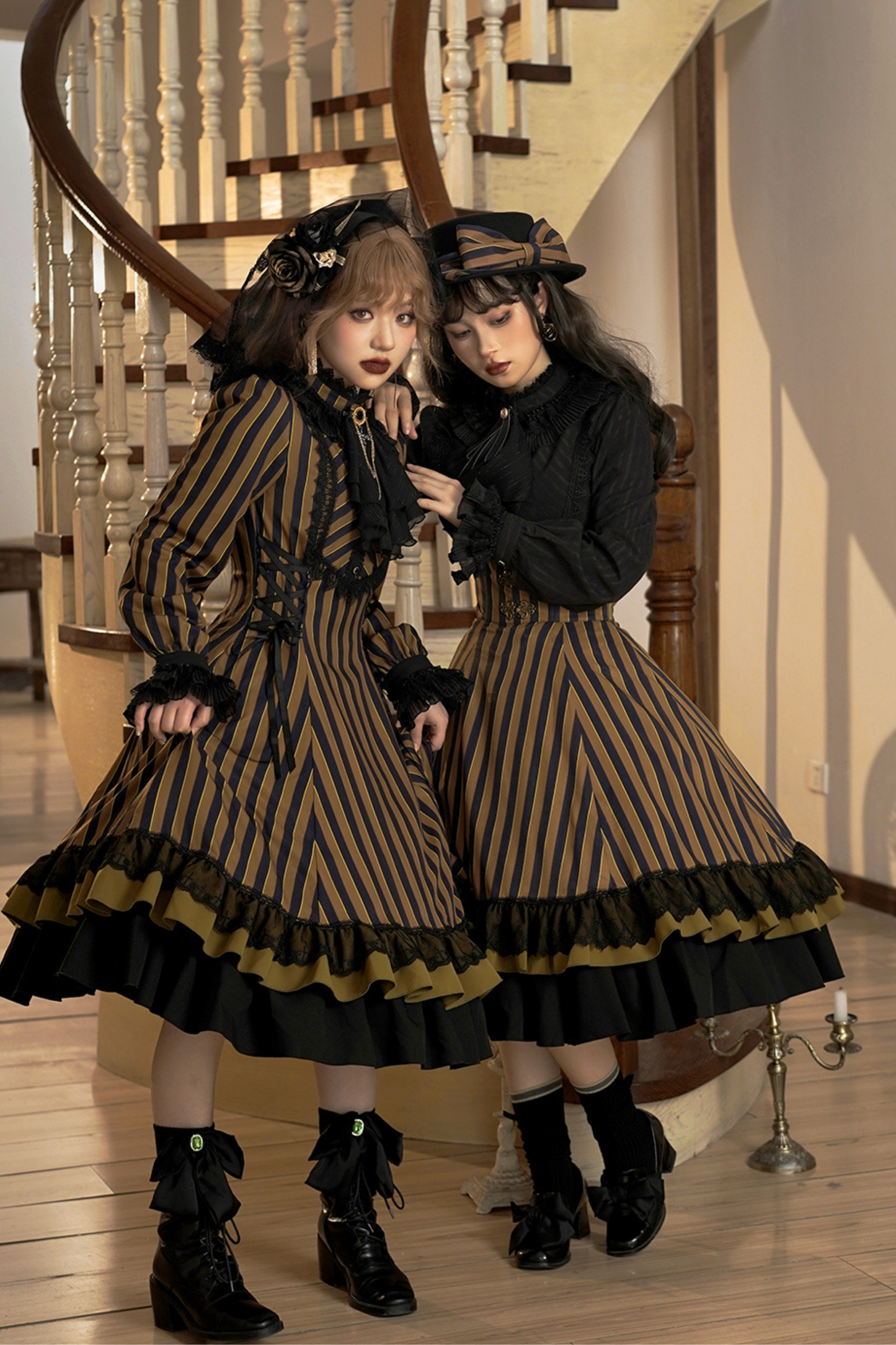 Retro Striped Elegant Gothic Lolita Dress